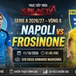 Nhận định soi kèo trận đấu Napoli vs Frosinone lúc 01h45 ngày 11/10 vòng 6 Serie A 2026/27. Xem trực tiếp bóng đá Full HD không giật lag tại Xoilac TV.